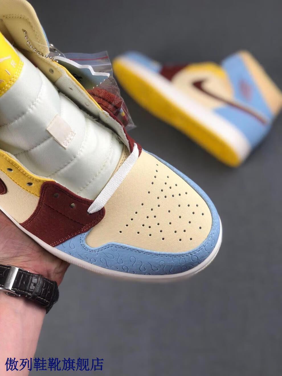 莆田头层皮高版本百搭休闲运动鞋篮球鞋男女 aj1 mid 非洲风情 36