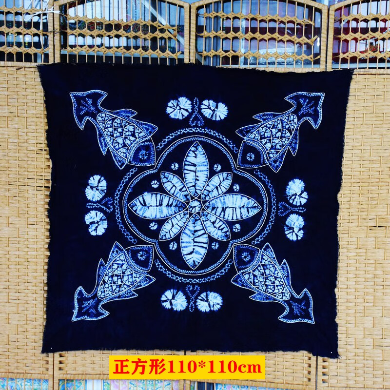 云南手工扎染大板茶桌布大理白族送外国人礼品民族风蓝染长方布料1401