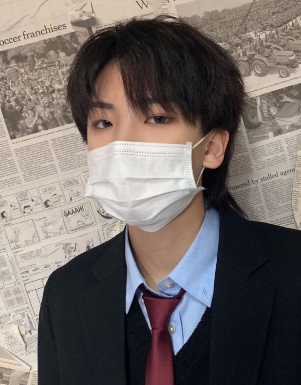 假发男短发网红鲻鱼头韩版帅气男士狼尾头发型蓬松自然学生全头套 浅