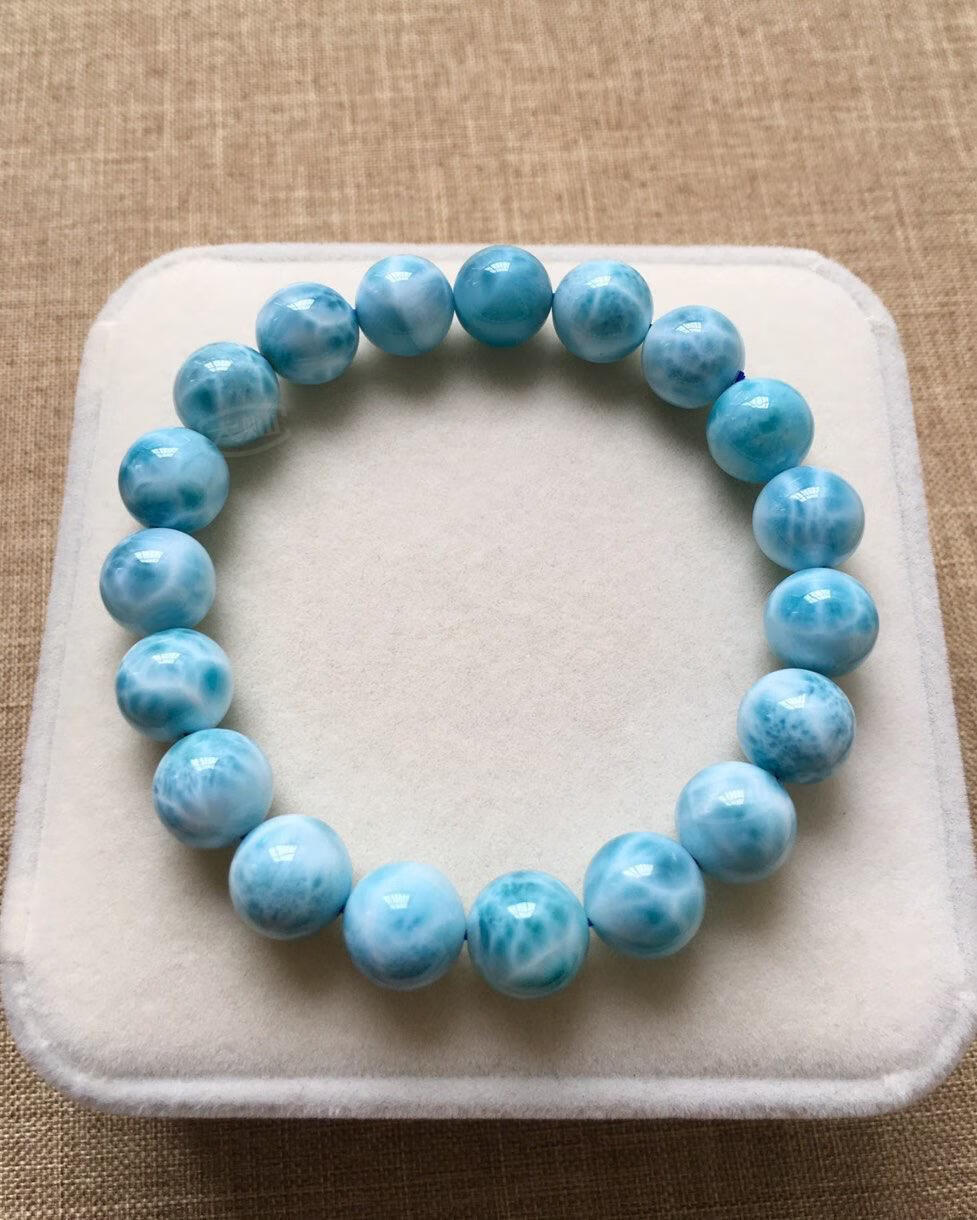 大灿天然海纹石手链男女款生日礼物龟背纹105mm礼品单圈拉利玛圆珠