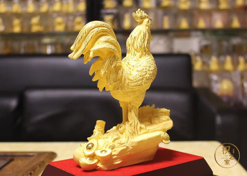 枳之家 客厅装饰搬新家绒沙金 十二生肖富贵金鸡生日礼物办公室品工艺