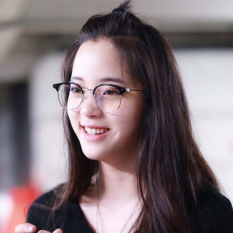妸蕴眼镜无度数眼镜日杂风半框眼睛女透明超轻网红欧阳娜娜同款防蓝光