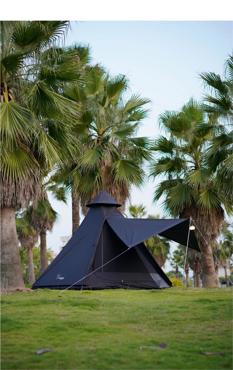 vidalido帐篷维达利多黑化户外露营印第安金字塔双层防雨尖塔 黑色小