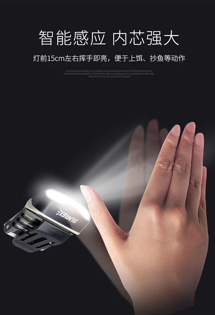 山力士c1500头灯钓鱼专用夜钓感应充电超长续航超轻小号头戴式夹帽檐