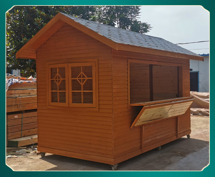 尚锦匠 户外可移动防腐木售货亭木制售票亭售卖亭岗亭室外小木屋摊位