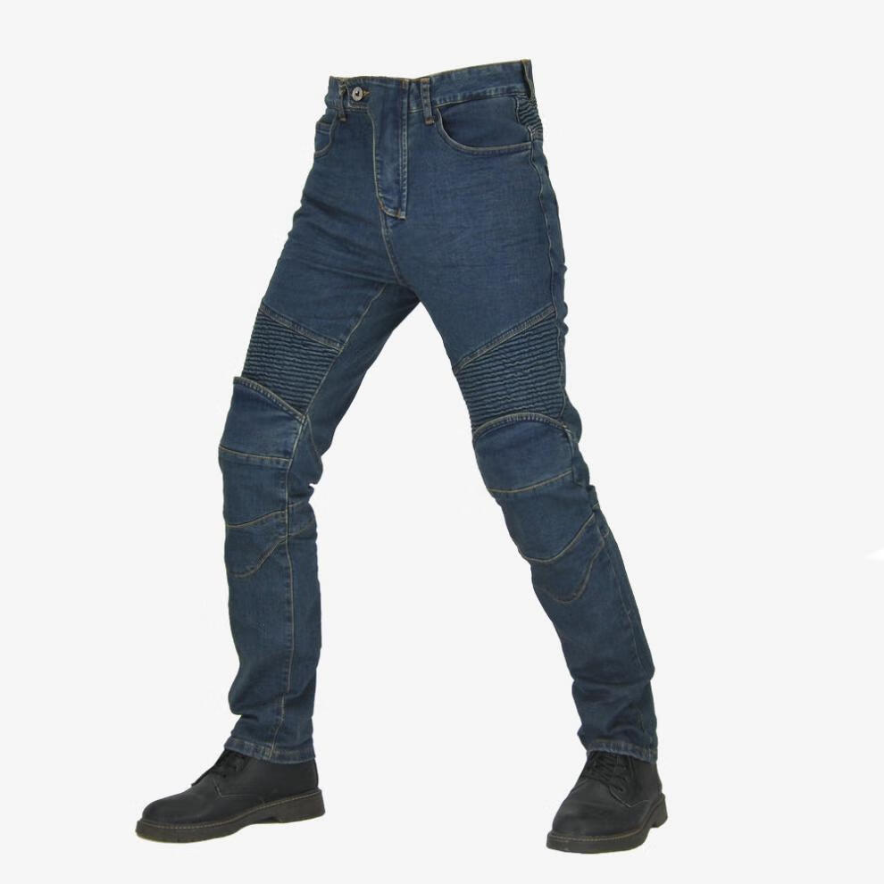 k牌骑行牛仔裤摩托车男骑士装备保暖机车防摔裤牛仔越野赛车裤子 防水