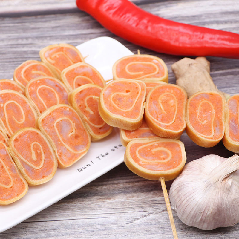 鸡肉卷串风火轮串60克*15串 串熟食涮锅串串豆皮包鸡肉卷小串 900g