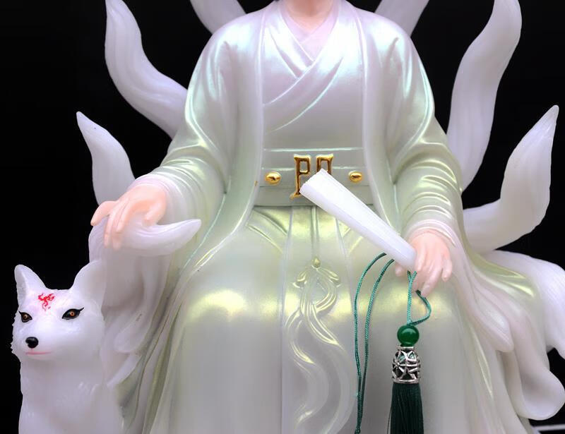 狐仙娘娘神像佛像家用供奉摆件九尾灵狐 26寸68cm翠绿男狐仙【图片
