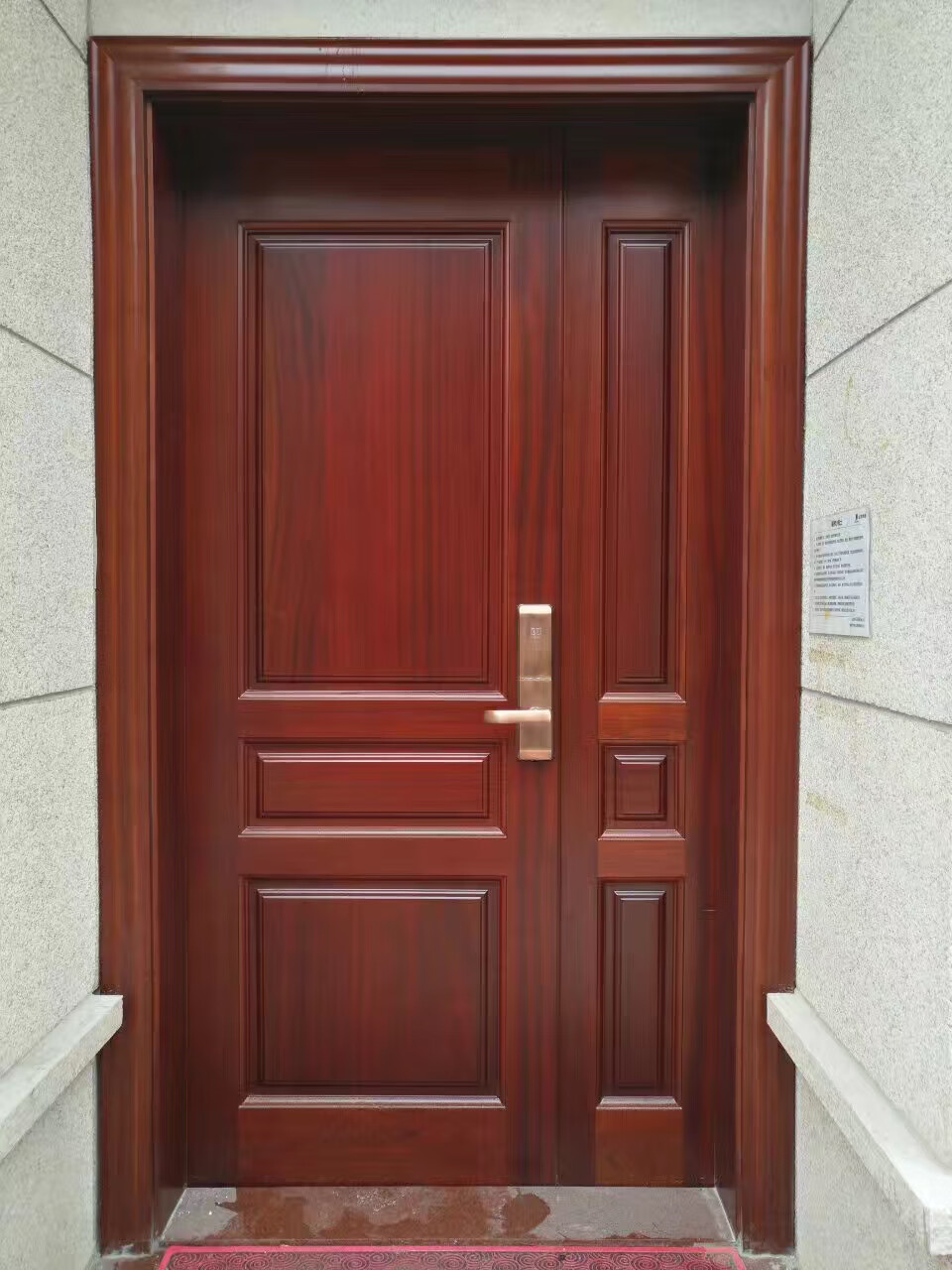 木门卧室门纯实木缅甸柚木原木大门沙比利室内家用房门卧室实木子母门