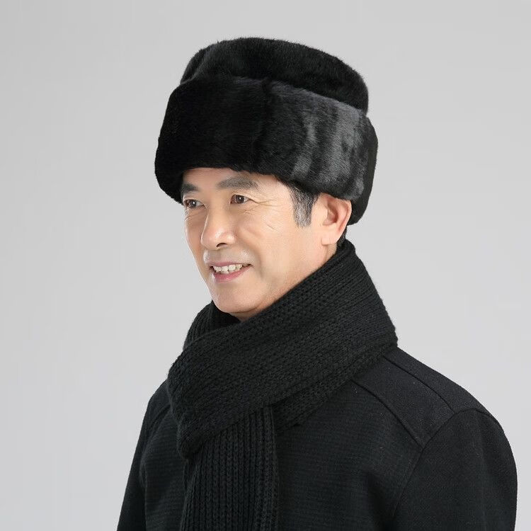 卡若登新品老爷爷帽子冬季王爷地主棉帽中老年男士帽子保暖仿仿水防风
