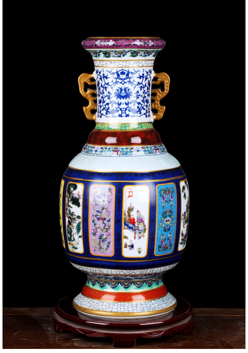 【品质好物】景德镇乾隆时期仿古董陶瓷花瓶珐琅彩古典家居客厅书房