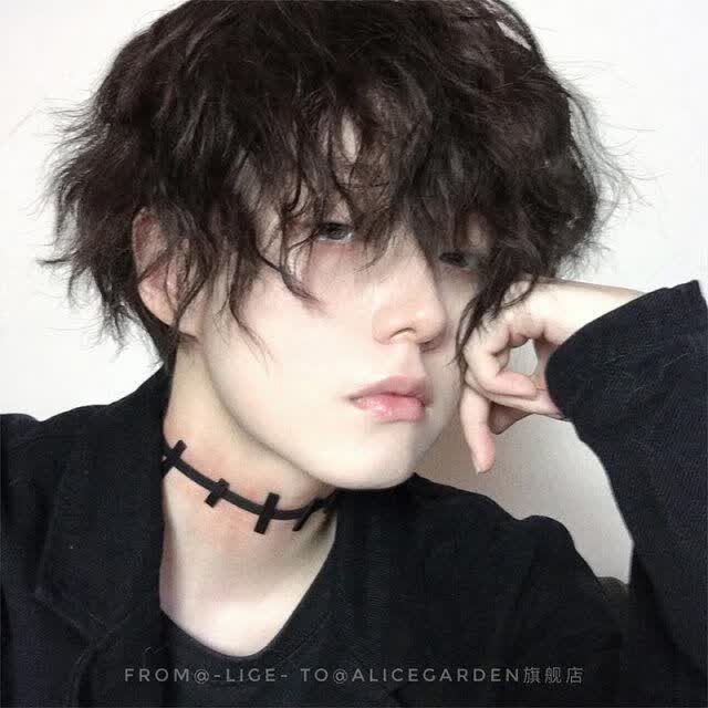 网红日常锡纸烫蓬松可爱lolita帅气假发格雷尔日系男短发自然黑