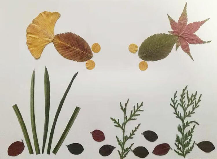 手工材料包幼儿园秋天真树叶贴画儿童叶子标本画 a4材料包(海底世界)