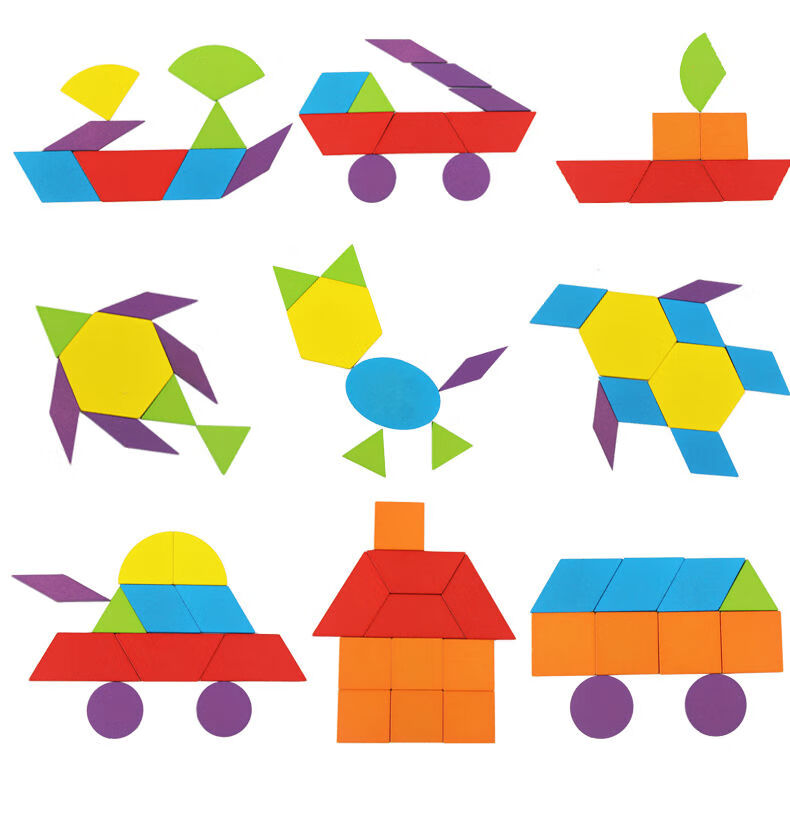 磁性木质七巧板拼图幼儿园恐龙儿童玩具345岁磁力6七巧板拼图图案大全