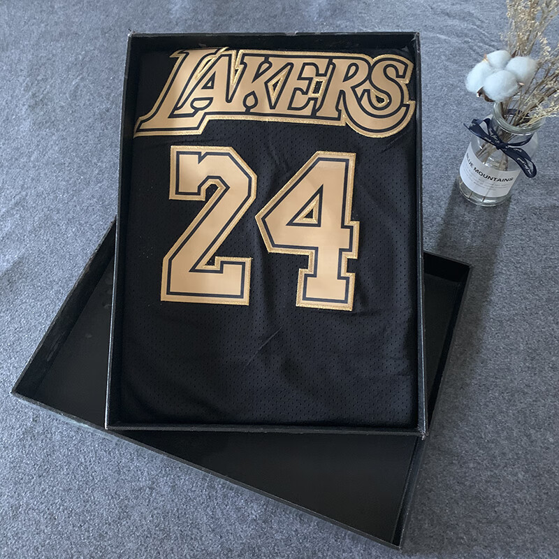 复古黑曼巴城市版篮球服前8后24刺绣男女男女同款 湖人科比24号黑金版
