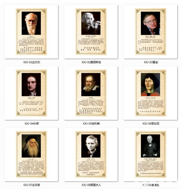 科学家画像中学家爱因斯坦爱迪生居里夫人牛顿海报教室装