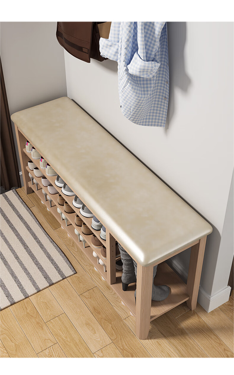 高档换鞋柜实木换鞋凳鞋柜家用门口进门入门软包沙发凳长条凳可坐式