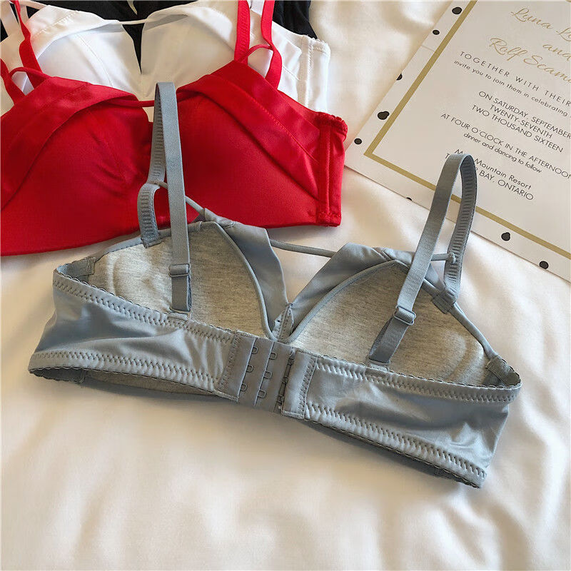 文胸聚拢裹胸少女抹胸内衣防下垂上托调整型收副乳胸罩黑色套3270b