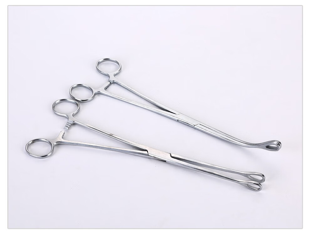 锦鹿医用不锈钢持物钳卵圆钳海绵夹拔火罐点火钳25cm25cm弯头