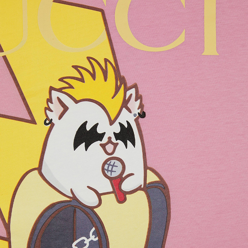 【包税】gucci/古驰 22年秋冬新款 爱的进行曲系列 女士粉色纯棉闪电