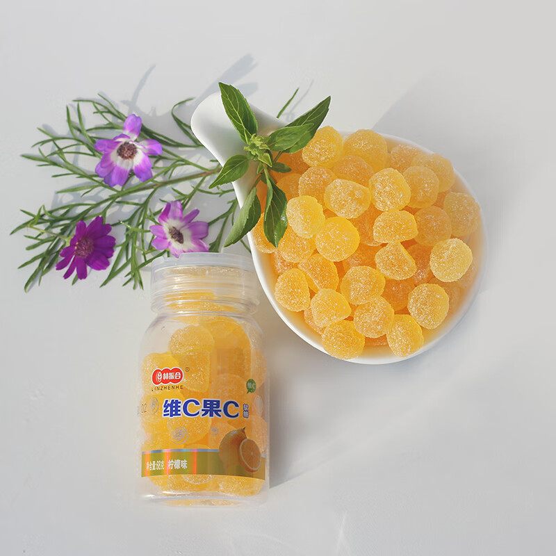 8瓶维c果c软糖果味软糖橡皮糖草莓水果糖68g瓶装儿童零食k草莓味8瓶