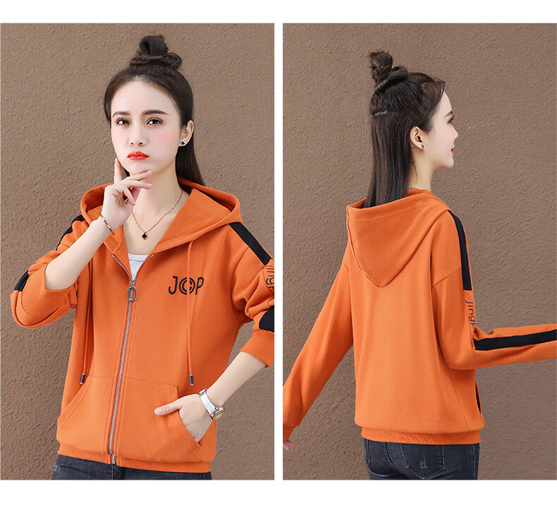 菲姿女装品牌同款秋薄款女士懒人卫衣秋款女装2022年新款开衫拉链上衣