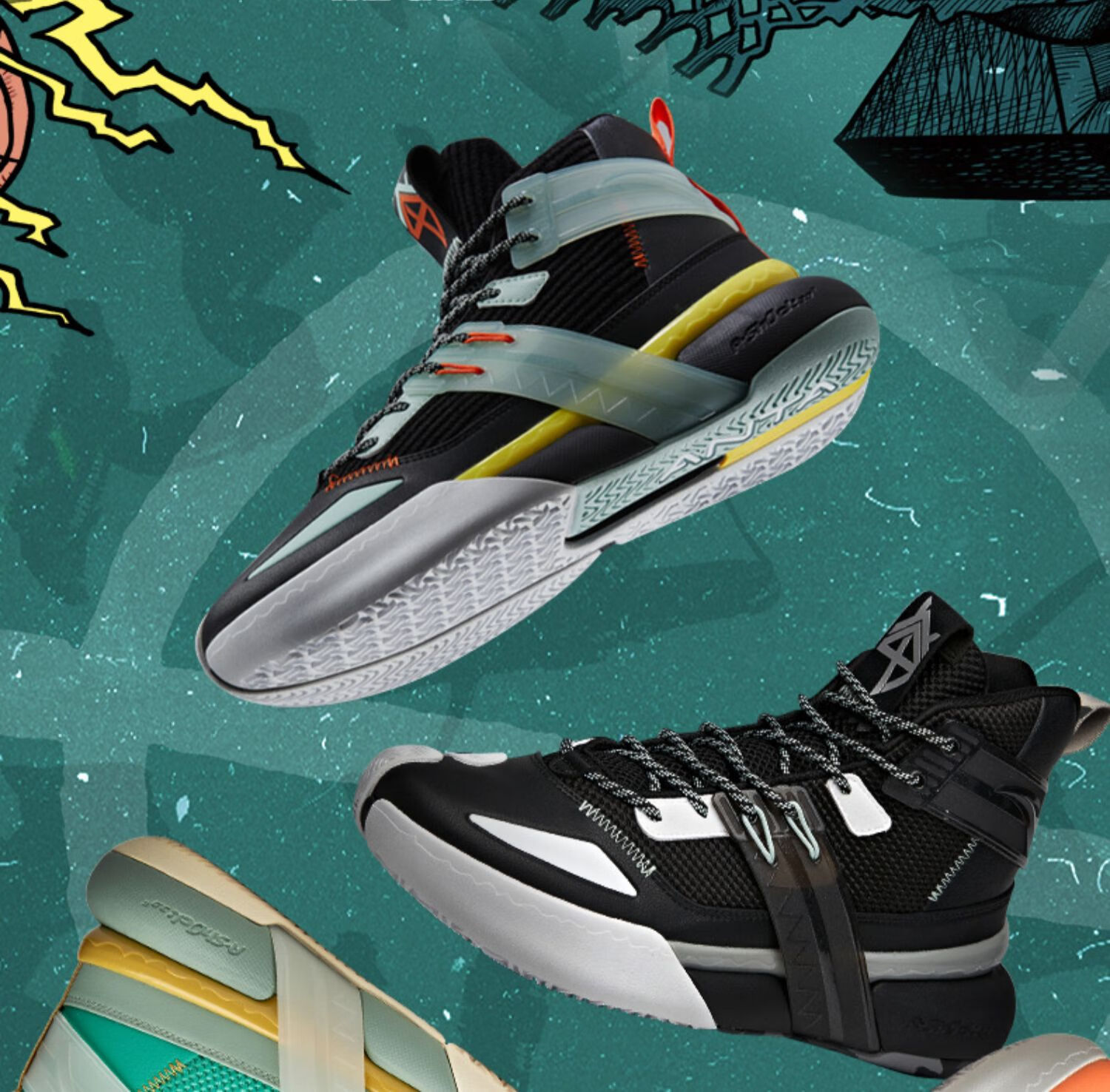 安踏速战4篮球鞋男 2021秋冬季新品男士运动鞋 水泥克星高帮实战蓝球