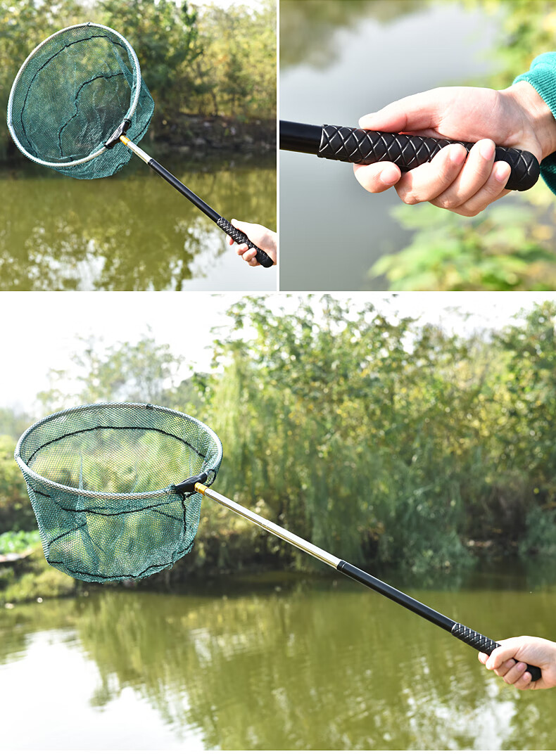 资秒迪小抄网秆超短鲫鱼超轻小号便携折叠捞鱼网网兜钓鱼抄网秆 短节