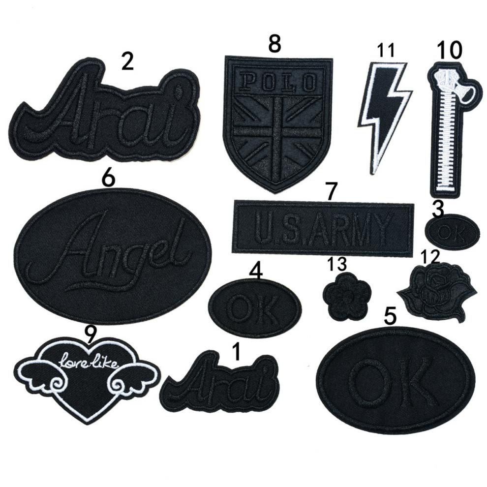 羽绒服布丁贴自粘自粘纯黑色刺绣徽章布贴衣服牛仔裤补丁贴花无痕修补