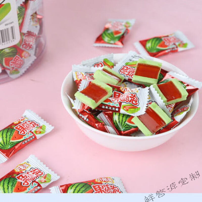 京选推荐小光头果冻西瓜果味泡泡糖软糖口香糖儿童零食小吃礼物果冻