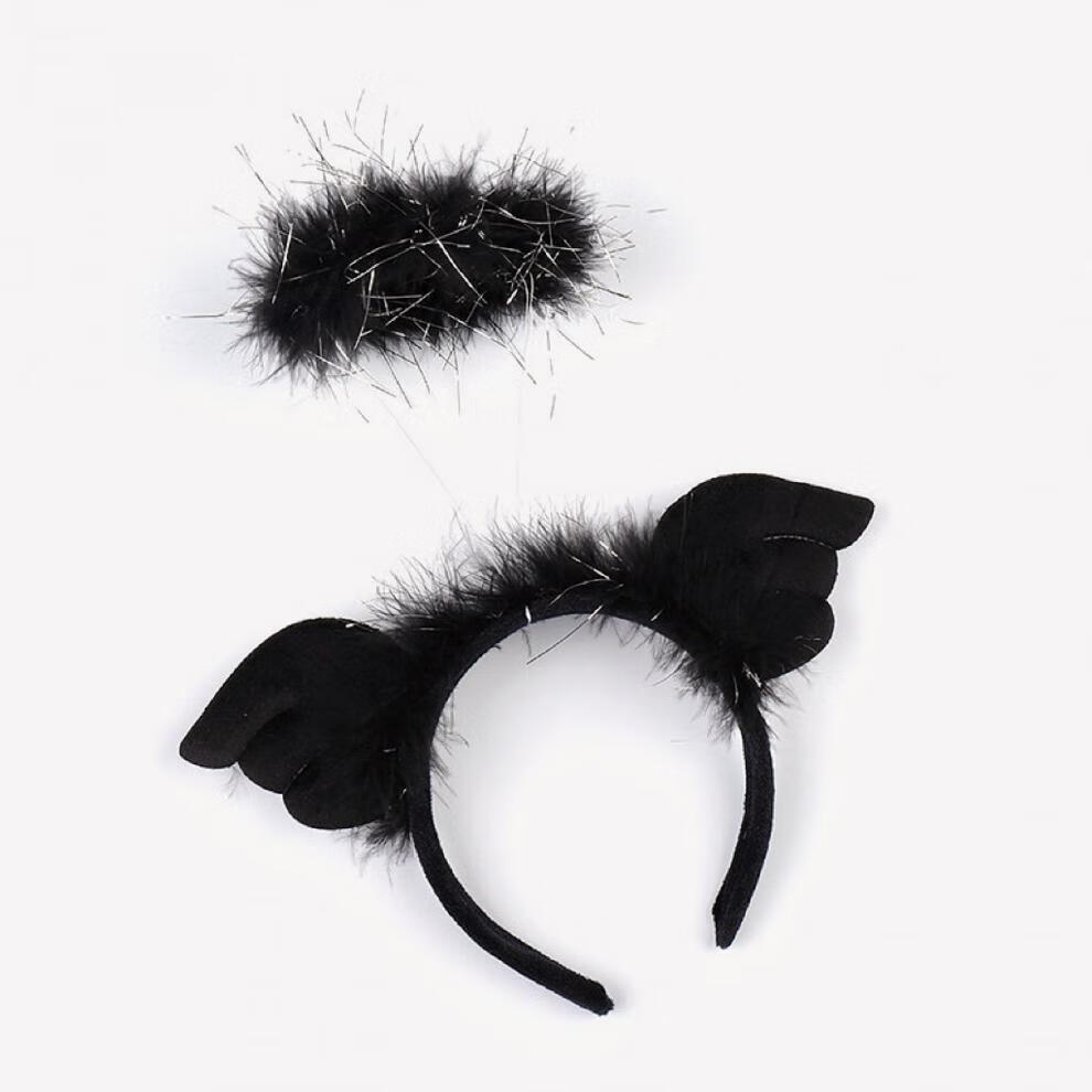 【缪色】天使光环带灯万圣节发箍发饰卖萌超仙装扮头饰女发光头箍 黑