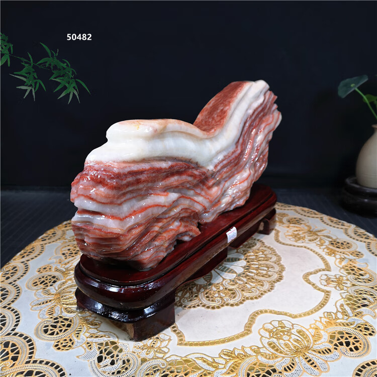 天然原石观赏石红烧肉腊肉五花肉玉石收藏装饰摆件 1680-1【图片 价格