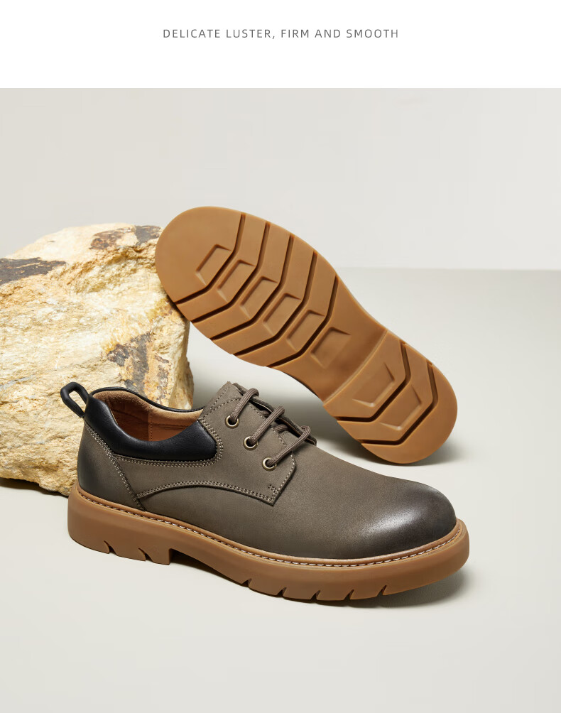 camel骆驼男鞋 2022秋季英伦大头皮鞋男软底舒适休闲工装男鞋 ge1