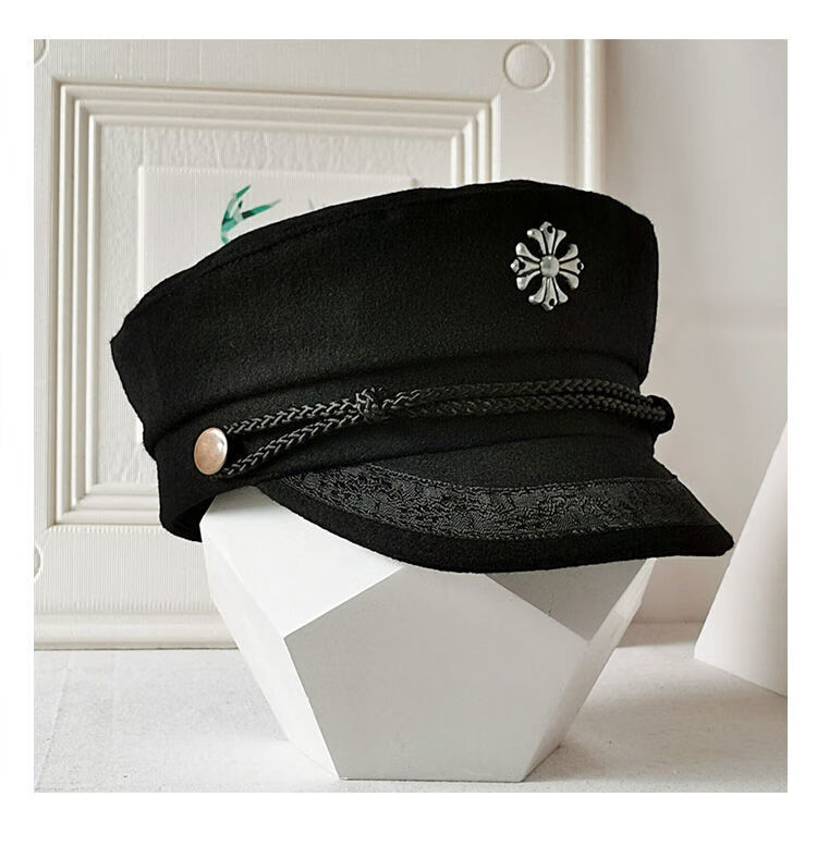 卡若登新品民国学生帽男士帽子毛呢贝雷帽冬季潮流海军帽女学生八角帽