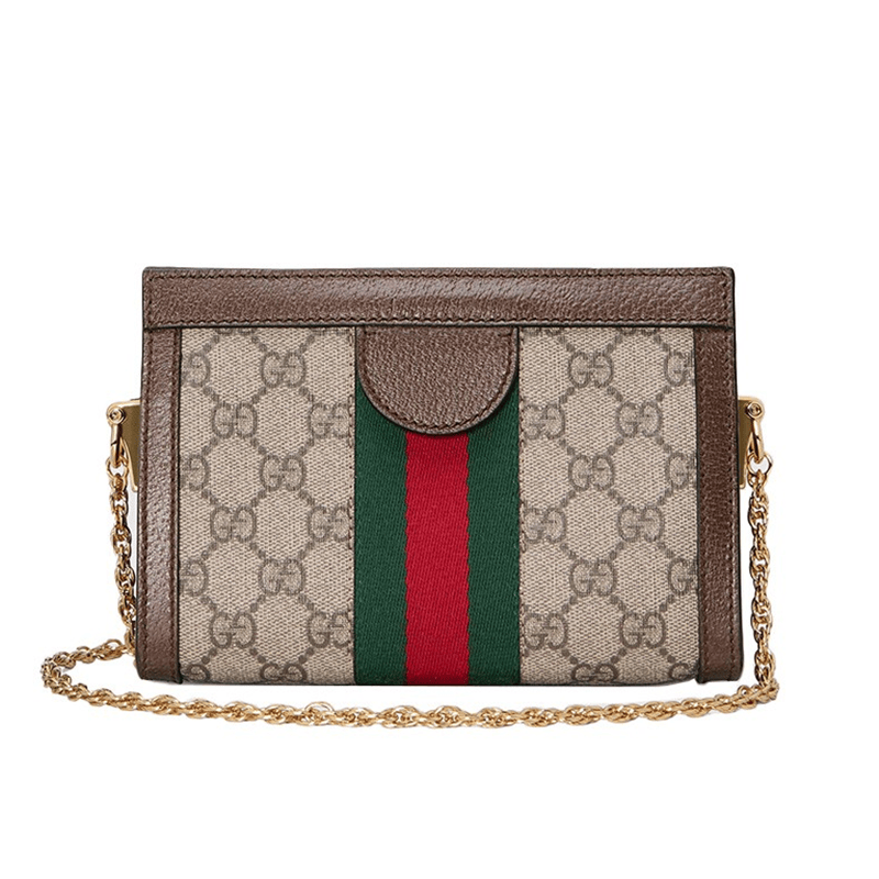 gucci古驰链条包ophidia花卉印花老花logo条纹织物肩带单肩包斜挎包