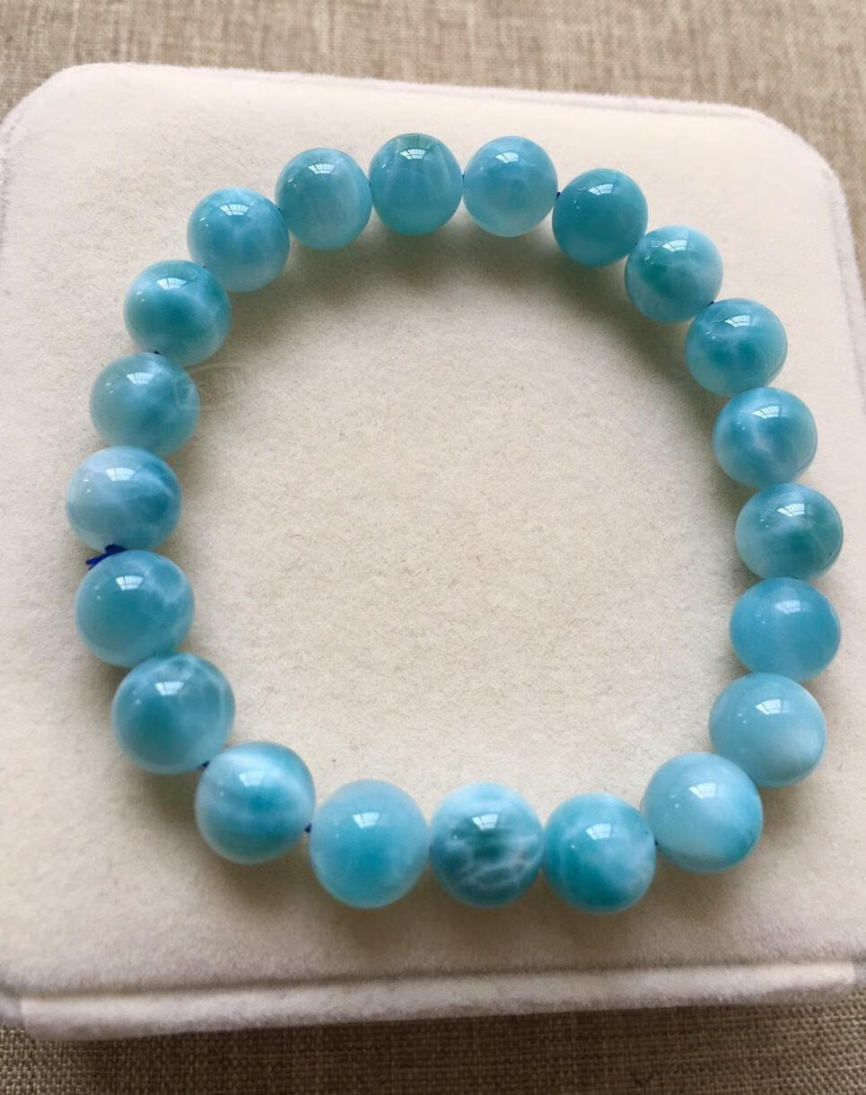 大灿冰种龟背纹92mm天然海纹石手链男女款送礼单圈拉利玛手串生日礼物