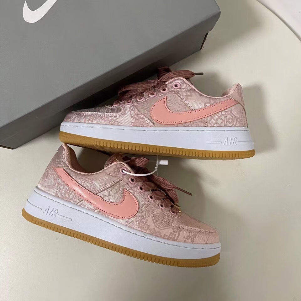 力醒联名aj新款空军一号1粉丝绸蓝丝绸男女低帮板鞋百搭休闲运动鞋 v