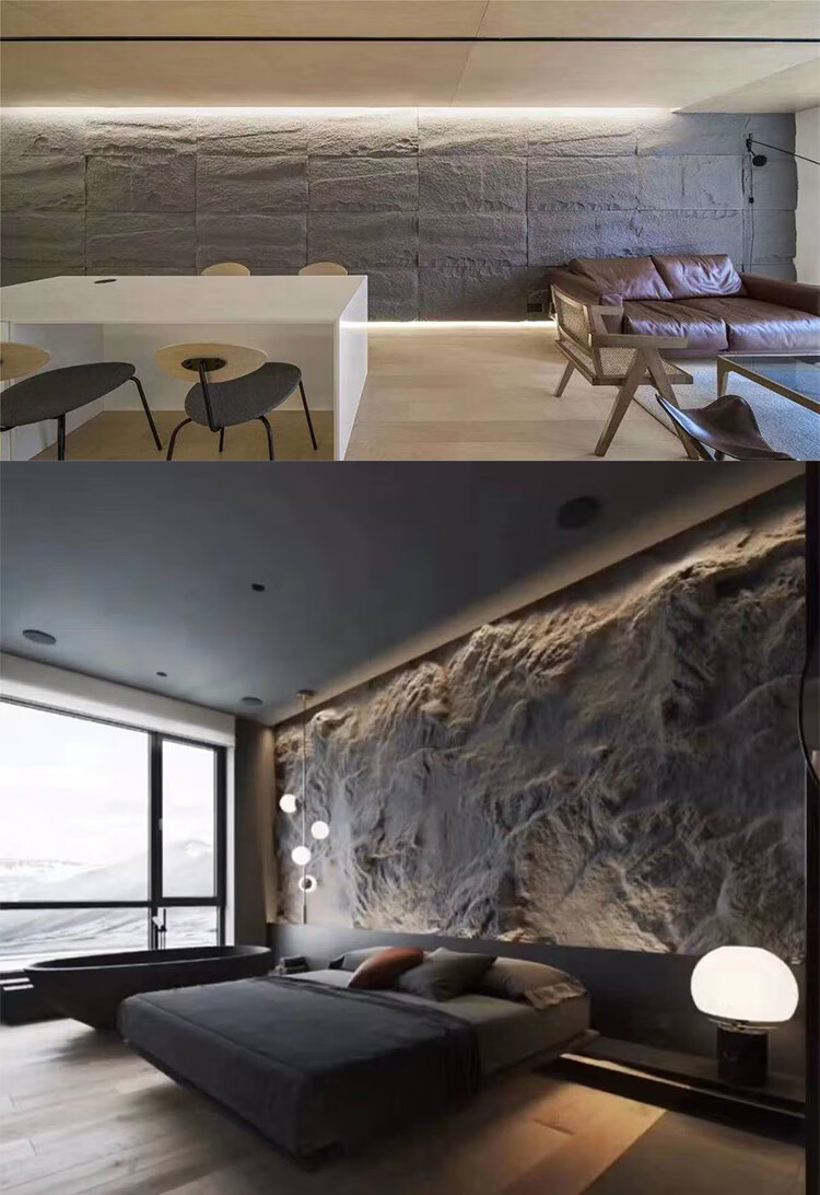 轻质文化石pu仿真石皮蘑菇石家装电视背景墙内外墙文