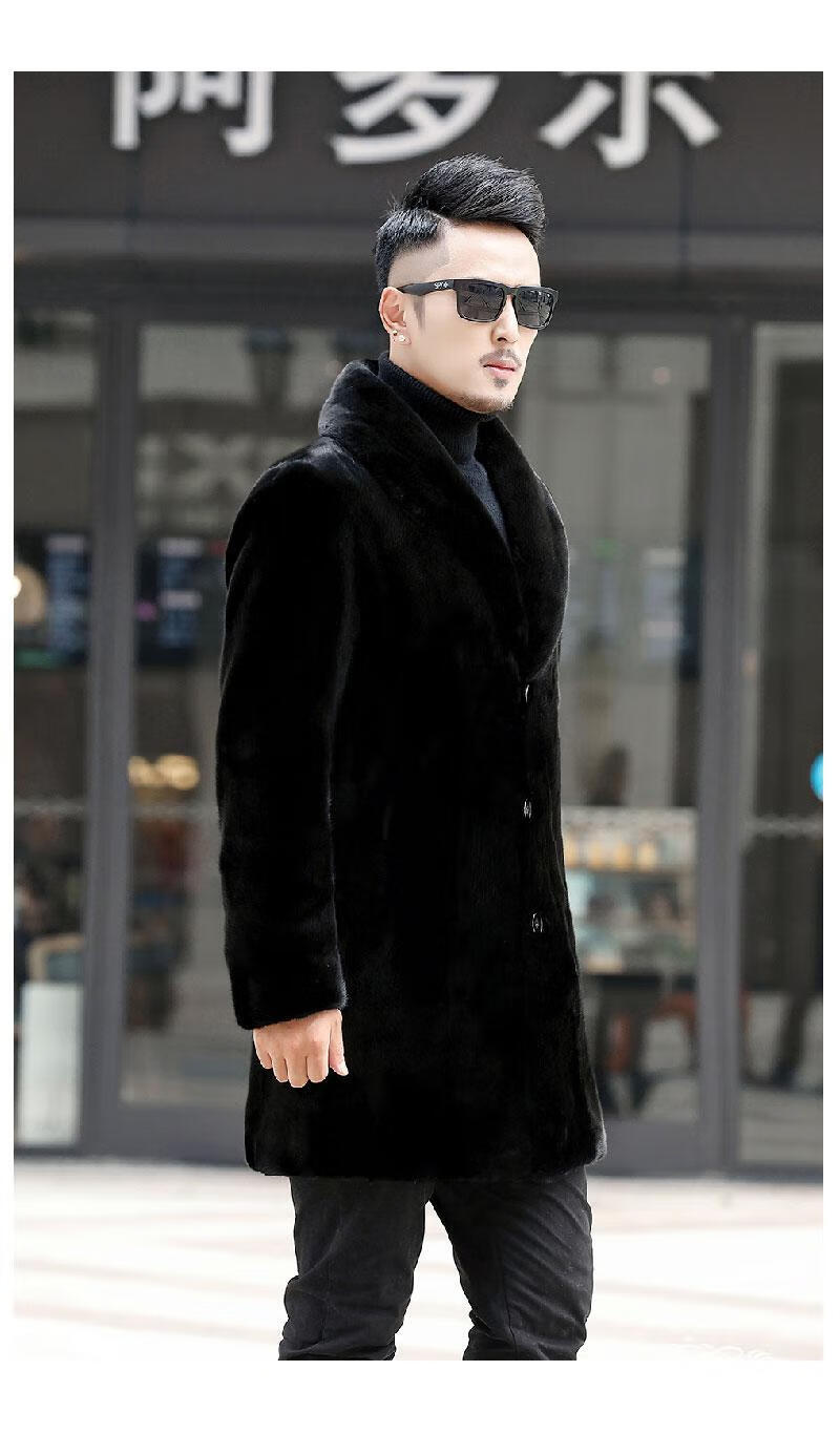 劳斯名爵轻奢品牌貂皮大衣男2022新款美国进口整貂水貂中长款皮草外套