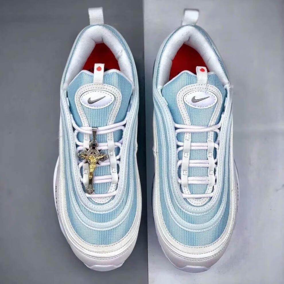 适配耐··克air max 97 银金air max 98金色银色鞋带圆鞋带圣水 白色