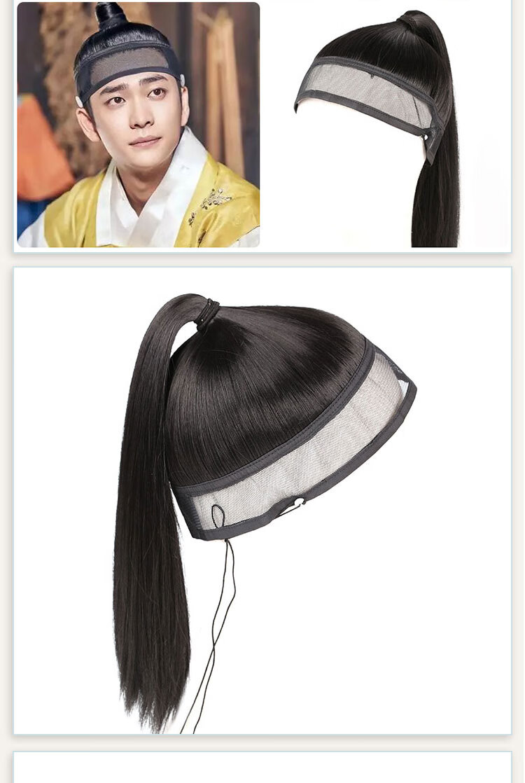 古装抹额明制假发套男女网巾一体头套古风黑长直发网cos影视韩剧儿童