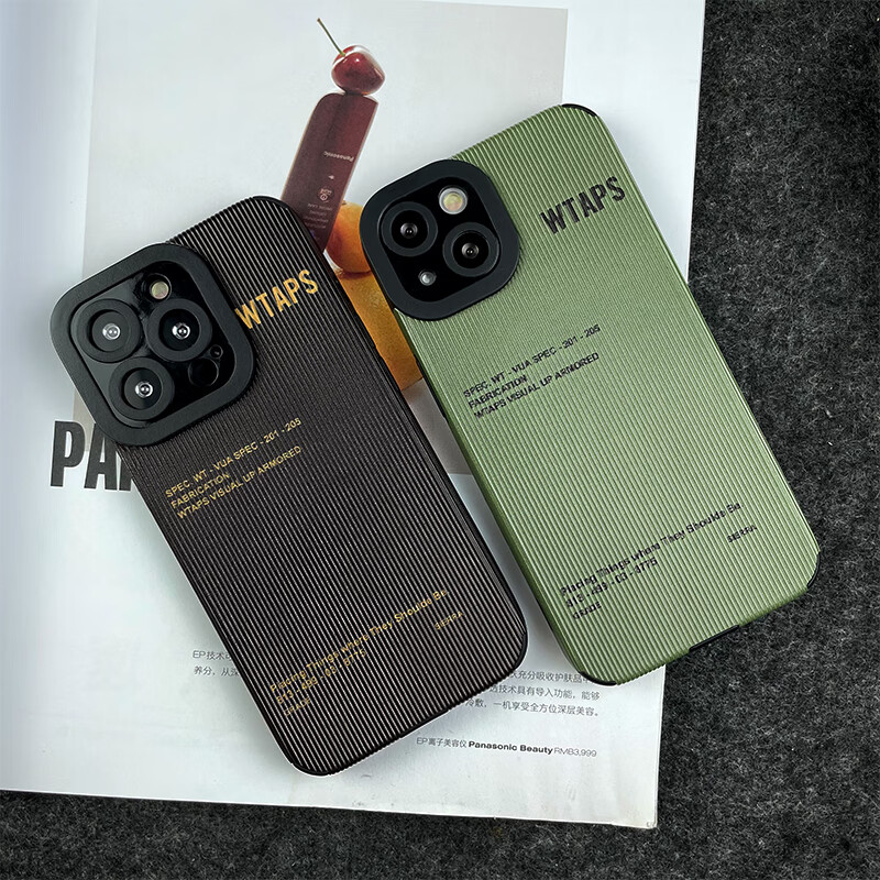 辰际日韩wtaps潮牌iphone13promax手机壳12竖纹xs适用11pro军绿苹果xr