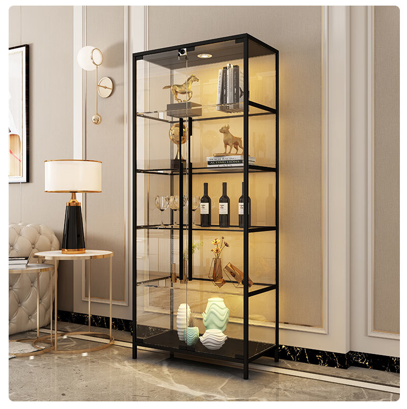 标努轻奢玻璃门餐厅酒柜靠墙现代简约家用客厅透明展示柜一体小红酒柜