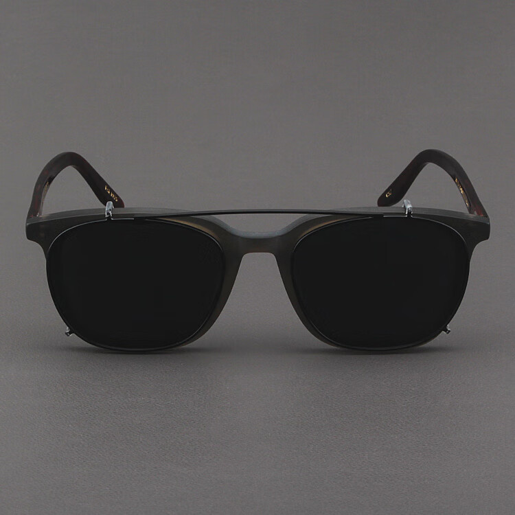 小方框板材复古带夹片浅茶色墨镜男太阳镜女潮单买黑色夹片偏光镜片