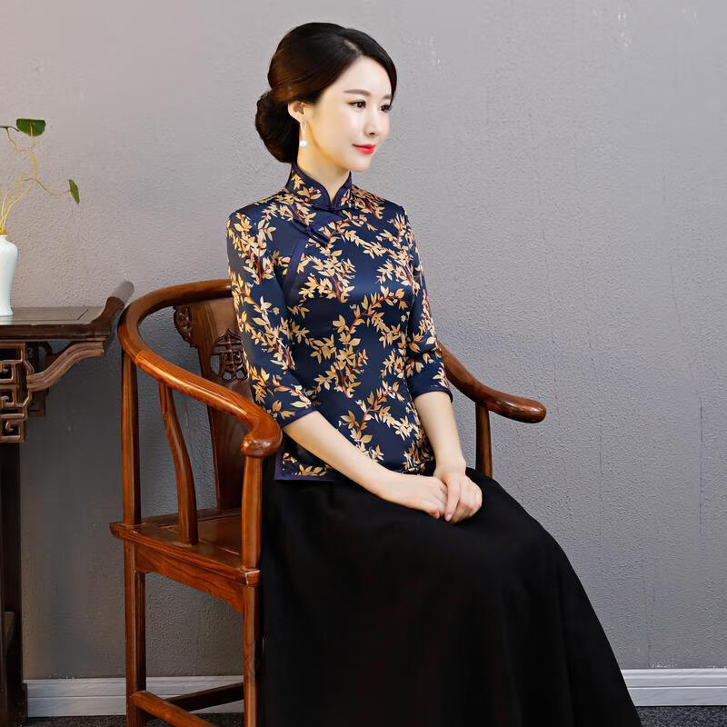 汉服旗袍中老年旗袍上衣日常时尚修身中老年汉服唐装女