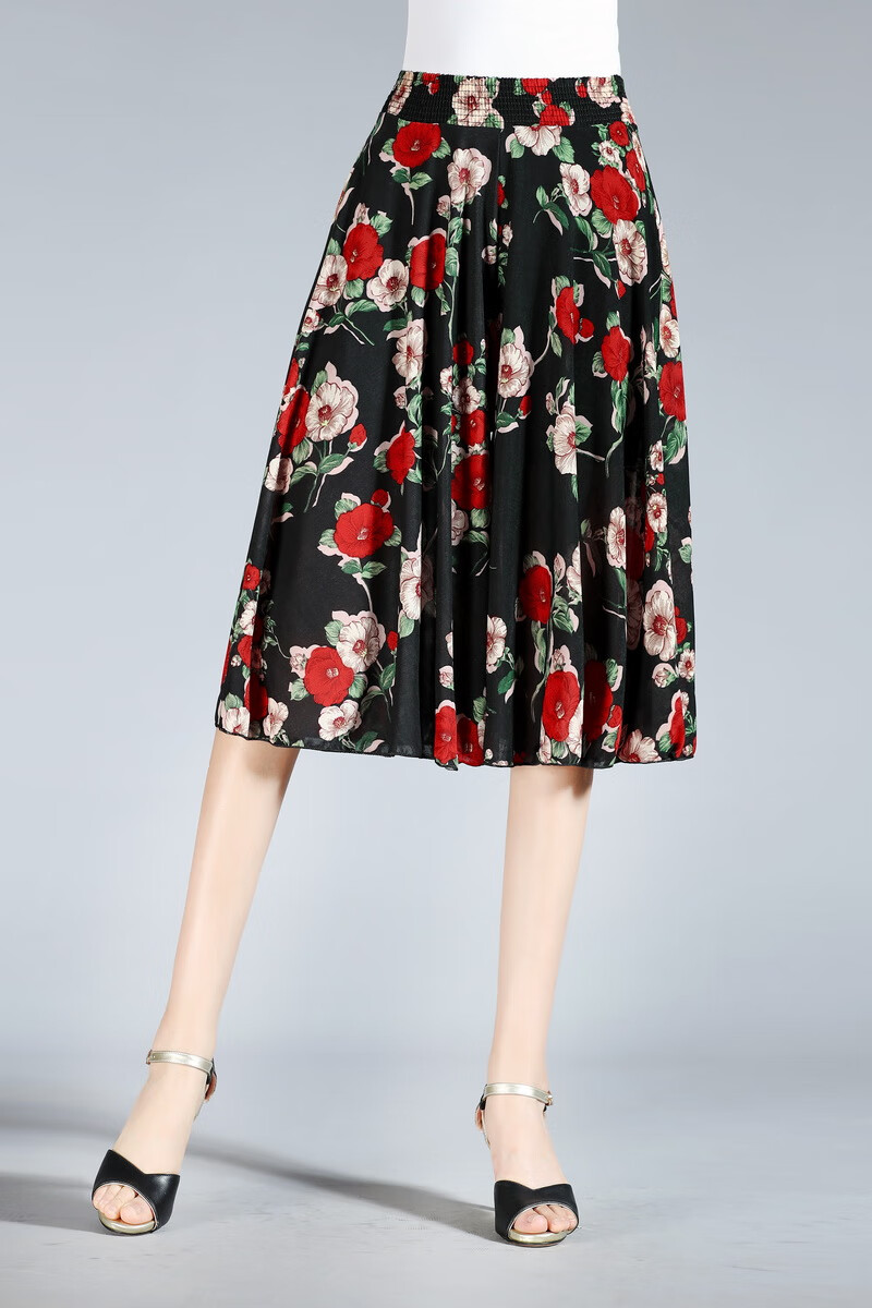 夏季穿的中年女士夏天半身裙子中老年人妇女半身群女式夏季宽松冰丝裙