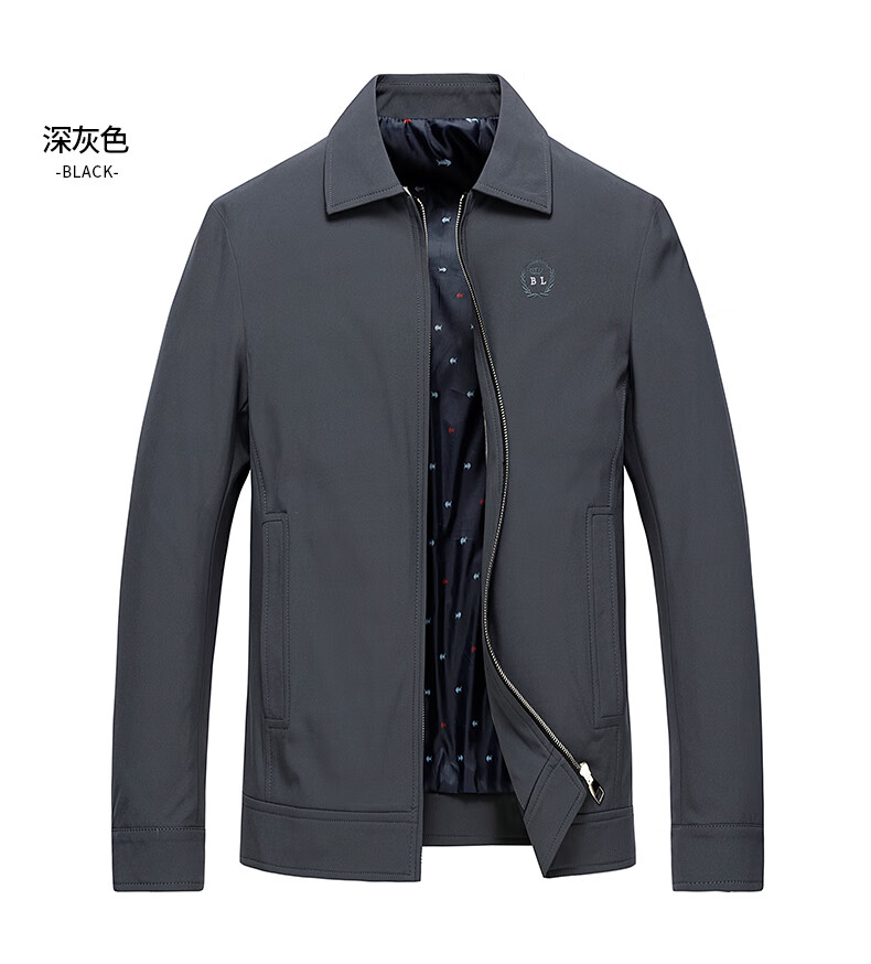 罗威凯狮 男士外套2020秋季新款潮流春季夹克男装帅气休闲上衣 深灰色