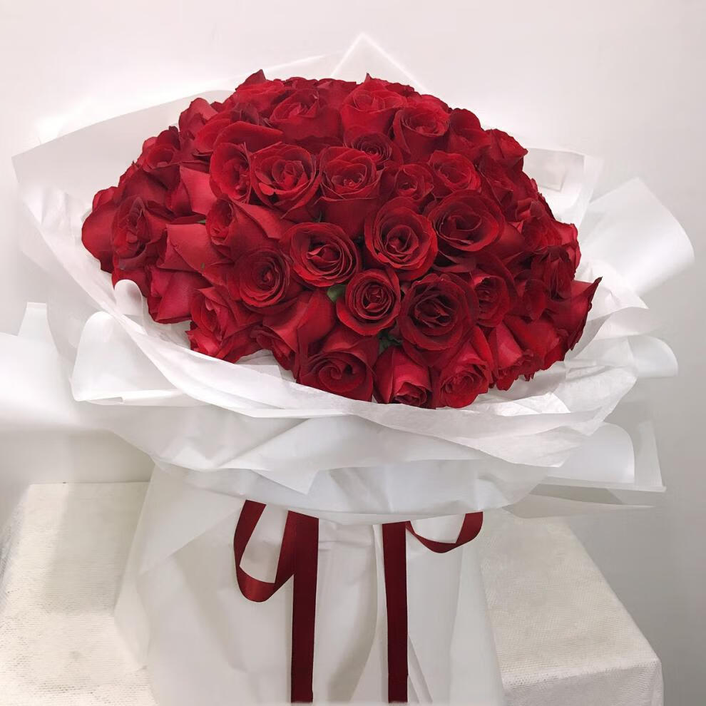 鲜花速递进口99朵红玫瑰花束同城配送女神老婆生日求婚表白礼物上海