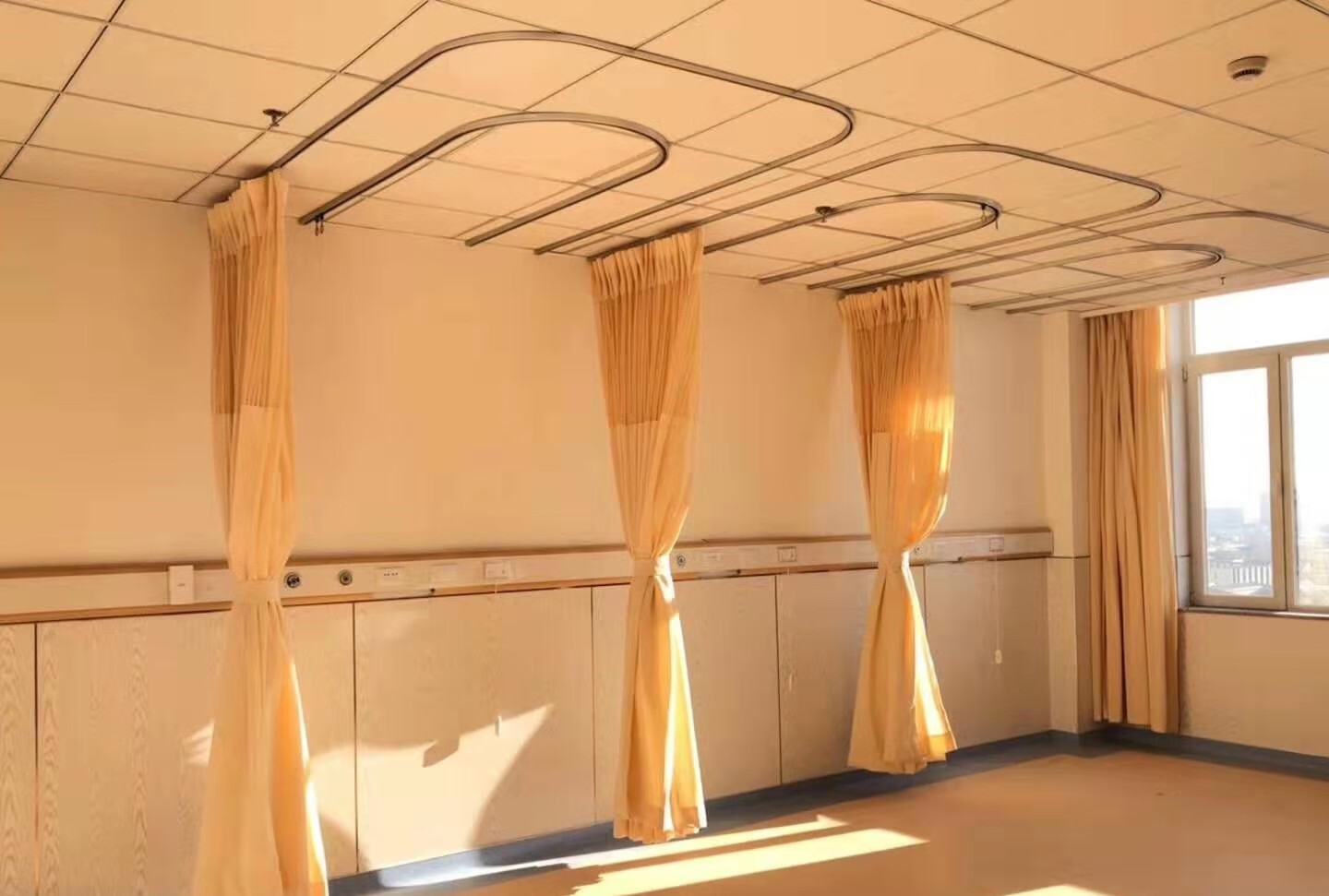 猎姿 医院用隔帘布简易免打孔美容院隔断床帘隔帘轨道l型u型轨道病房