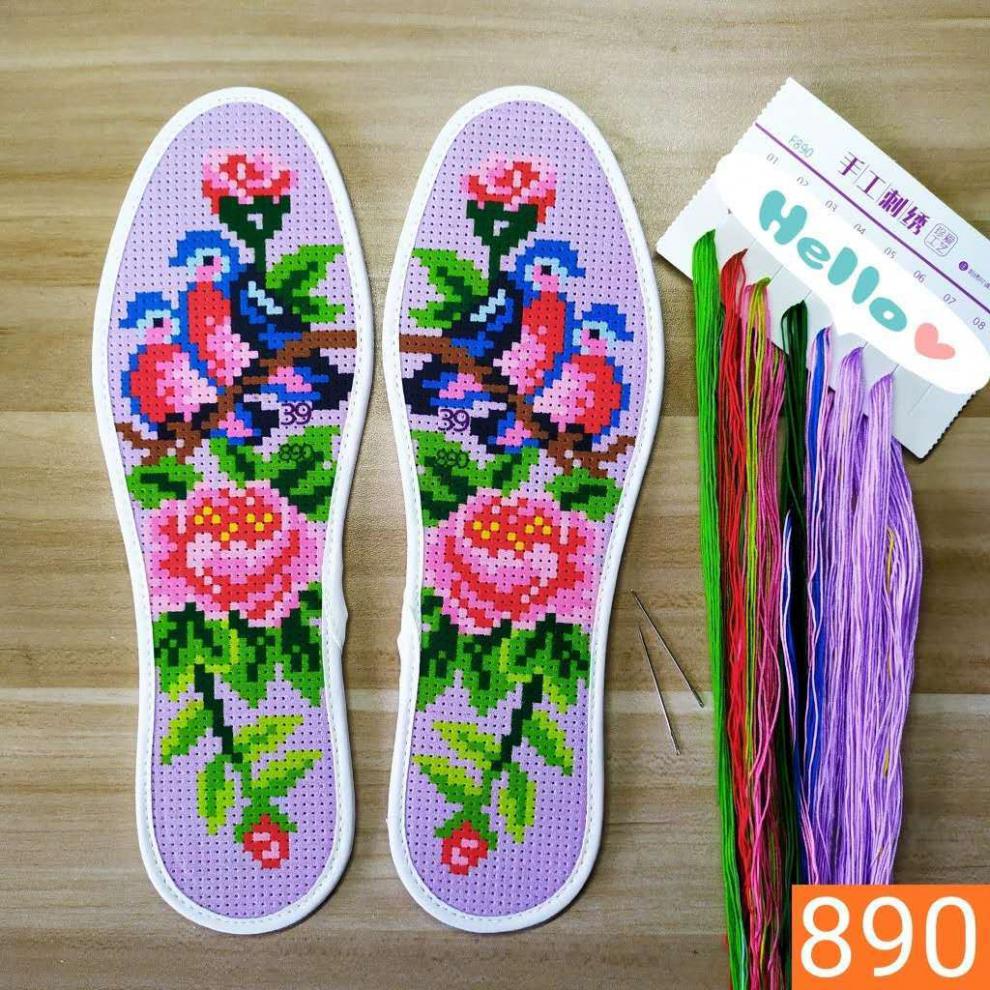 新款十字绣纯棉鞋垫半成品加厚精准印花送针线不掉色吸汗喜庆情侣 069